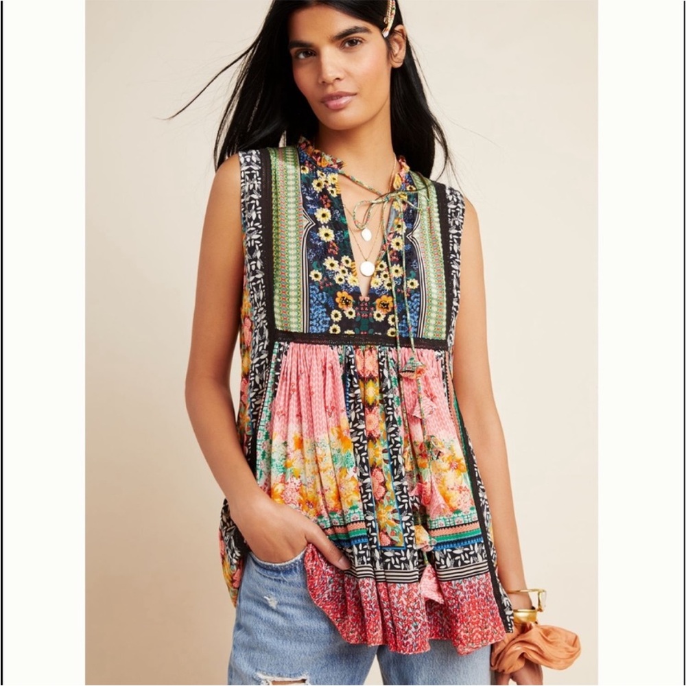Anthropologie Multicolor Floral Tunic